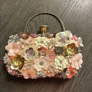 Women Beaded Clutch Flower Sequins Vintage Evening Handbag